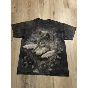 The Mountain Wolf Graphic Acid Wash Shirt Mens Medium Tie Dye Animal Paw Print
